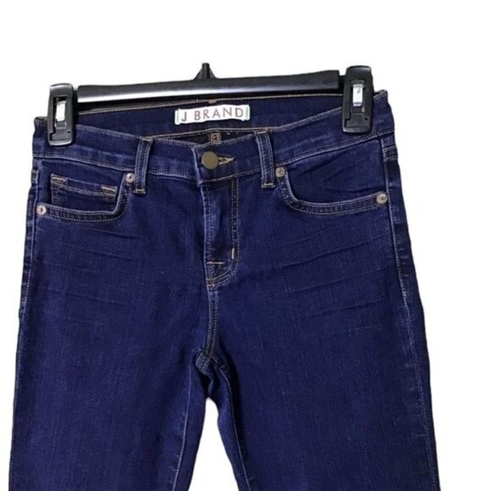 J Brand Women Skinny Leg Jeans Size 24 Low Rise Dark Wash Blue Denim Festival - Picture 3 of 10